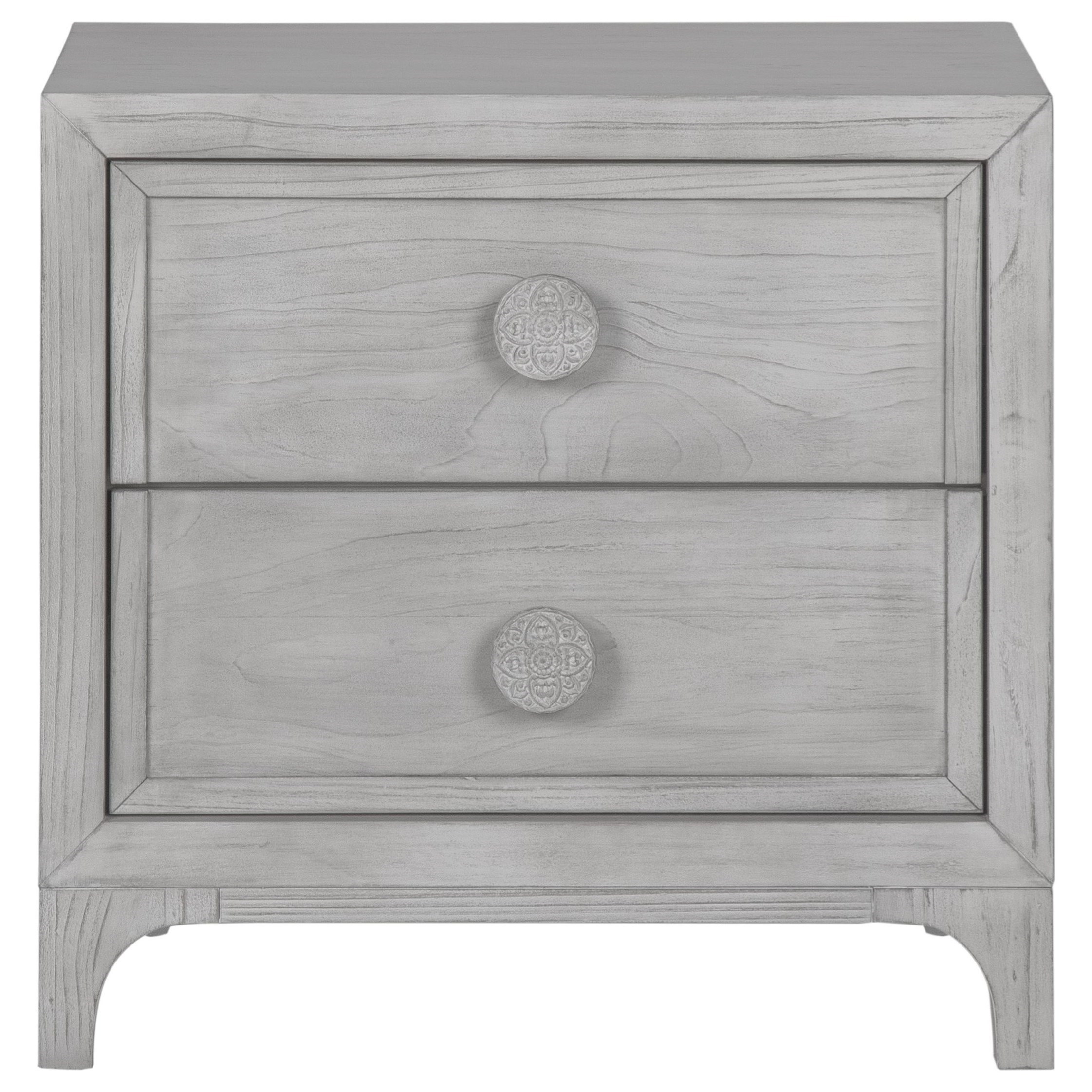 Modus International Boho Chic Nightstand in Washed White A1 Furniture